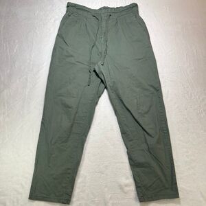VERO MODA High Rise Paperbag Pants Olive Green Women's M 32 Drawstring